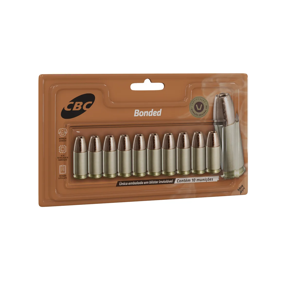 Munição CBC Calibre 9mm Luger +P Bonded 147gr EXPO – Blister com 10 Unidades