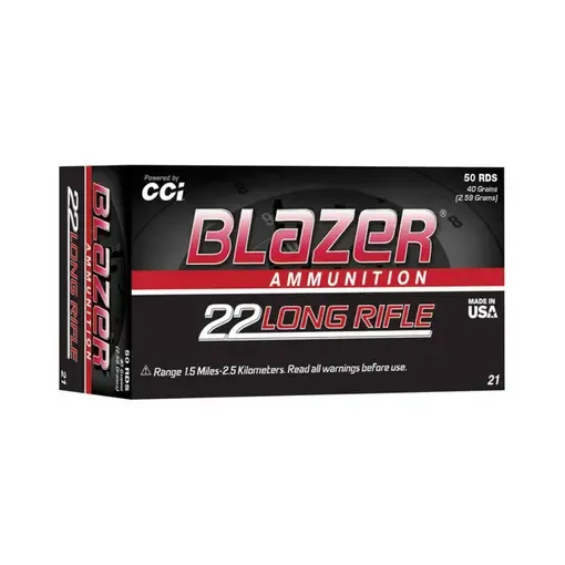 Munição CCI Calibre .22 LR Blazer 40gr LRN – Caixa com 50 Unidades