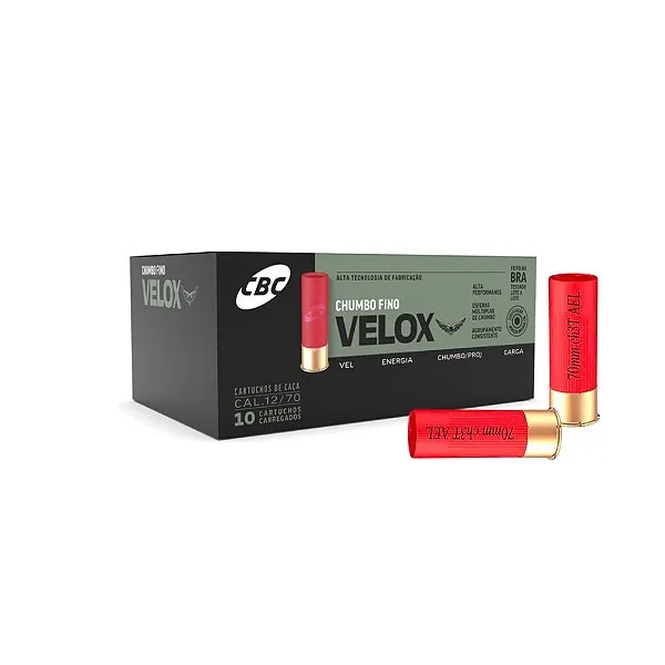 Cartucho CBC Calibre 12/70 Velox Chumbo 3T – 10 Unidades
