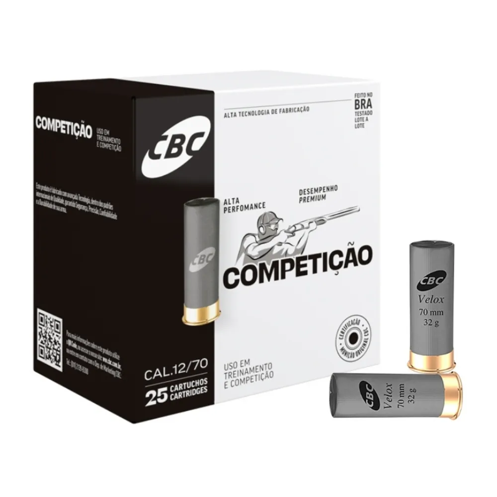 Cartucho CBC Calibre 12/70 Chumbo 7 1/2 T200 – 24g (25 unidades)