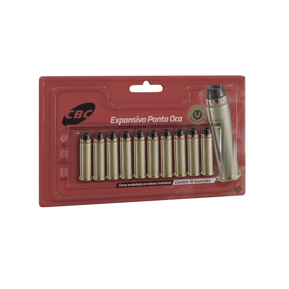 Munição CBC .357 Magnum EXPO 158gr – Blister 10 Unidades