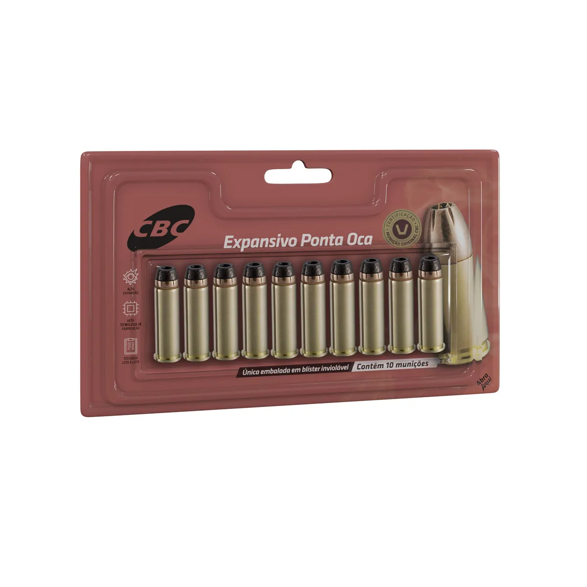 Munição CBC Calibre .38 SPL +P+ 125gr EXPO – Blister com 10 Unidades
