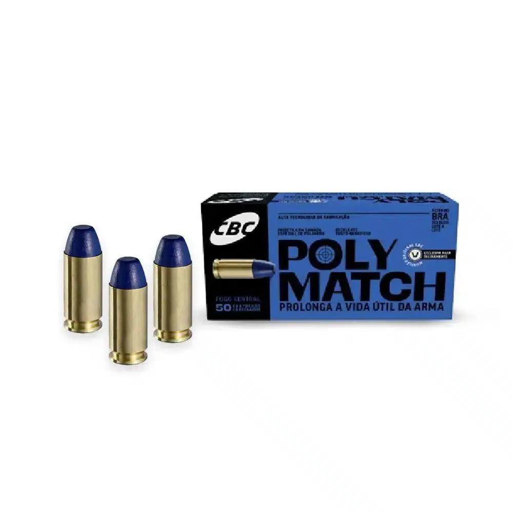 Munição CBC Calibre .40 S&W 165gr LPC PolyMatch – Caixa com 50 Unidades