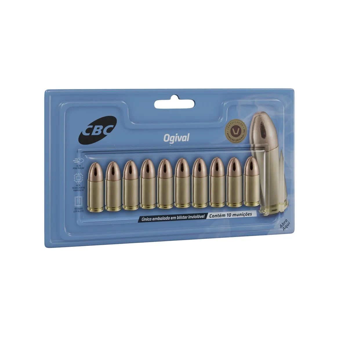 Munição CBC Calibre .38 TPC 124gr ETOG – Blister com 10 Unidades